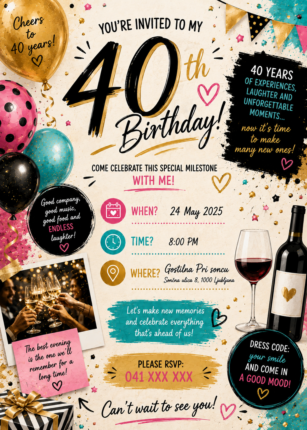 40th Birthday Invitation