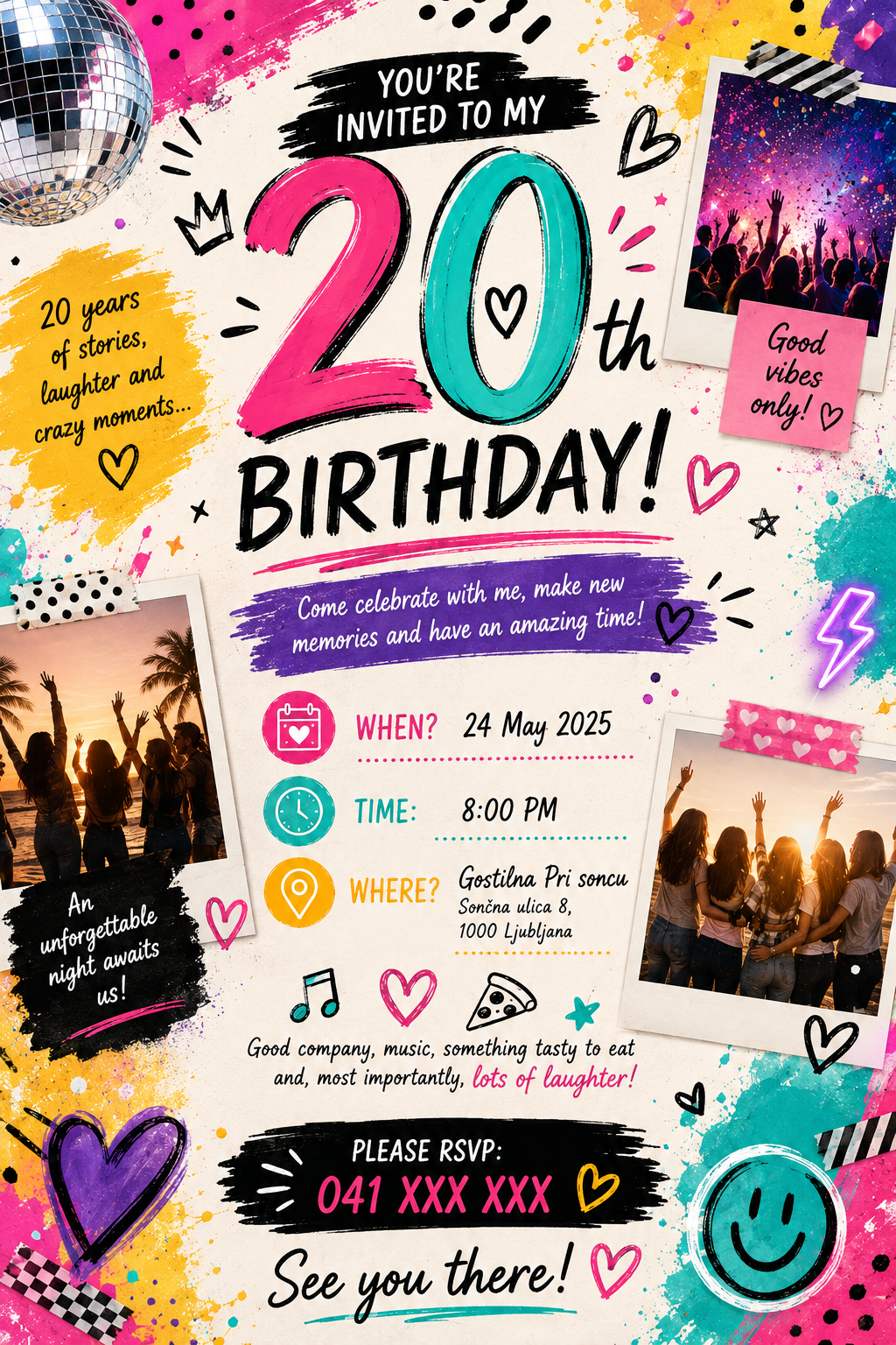 20th Birthday Invitation